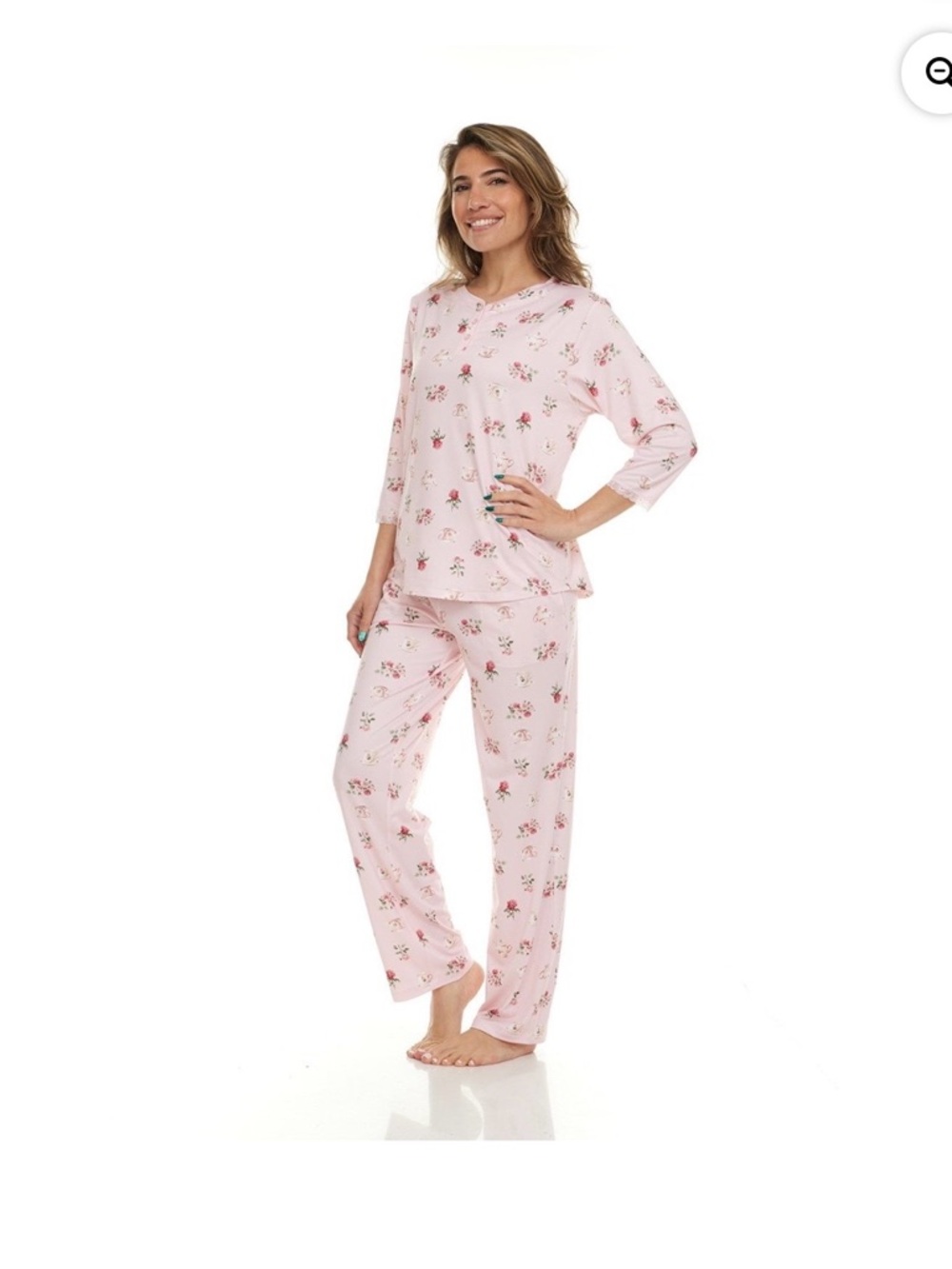 Flora Nikrooz Light Pink Floral Two-Piece Pajama Set